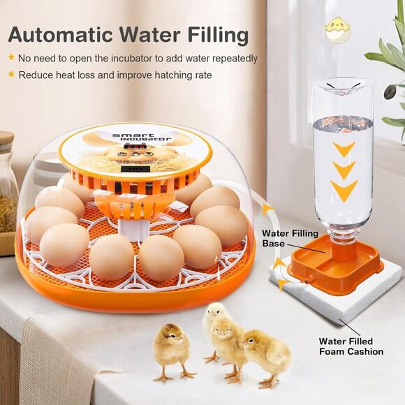 12 Egg Incubator ABS Material Automatic Egg Turning Water Adding LED Egg Candler - Picture 6 of 8